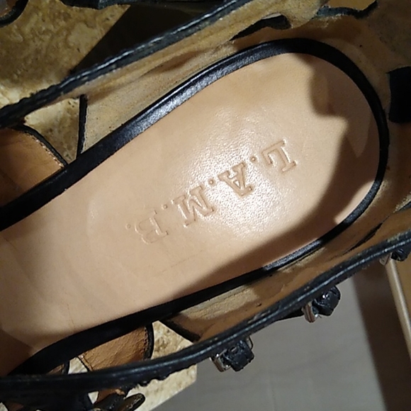 L.A.M.B Davin Y2K black strappy platform pumps sandals 10 - Picture 12 of 14